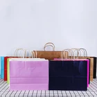 Custom Shopping Recycled Yellow Kraft Paper Bags Clothing Shopping Paper Bag With Handle