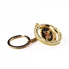 religious insert custom logo compass round gold logo charm keychain