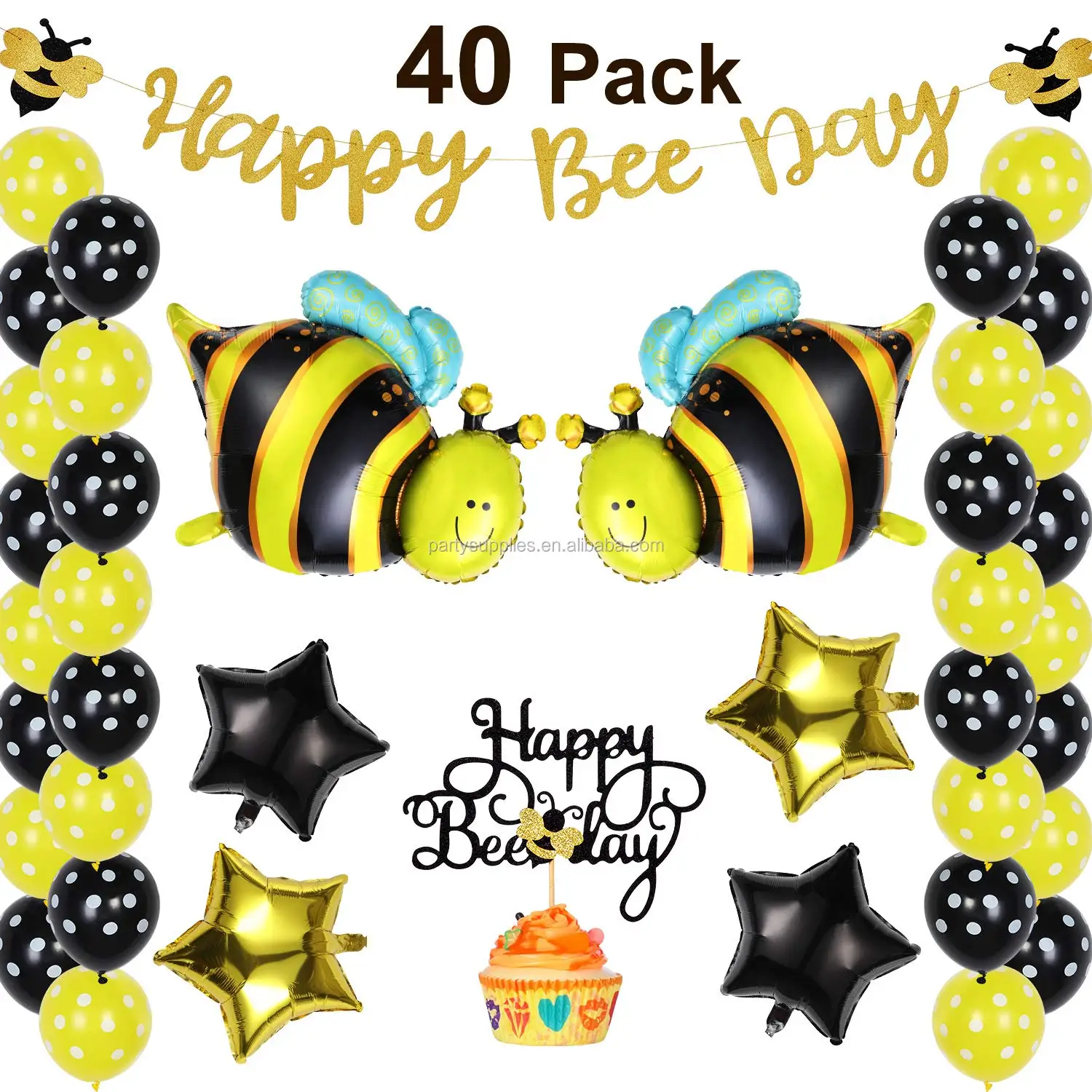 whole set includes: 1pcs happy bee day gold glitter banner