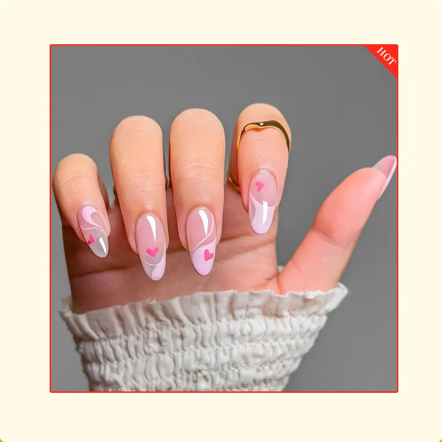 Factory Supplier Wholesale Price Salon Quality Oval Pink Heart Curve Faux Ongles False Manicure Press On Nails
Factory Supplier Wholesale Price Salon Quality Oval Pink Heart Curve Faux Ongles False Manicure Press On Nails