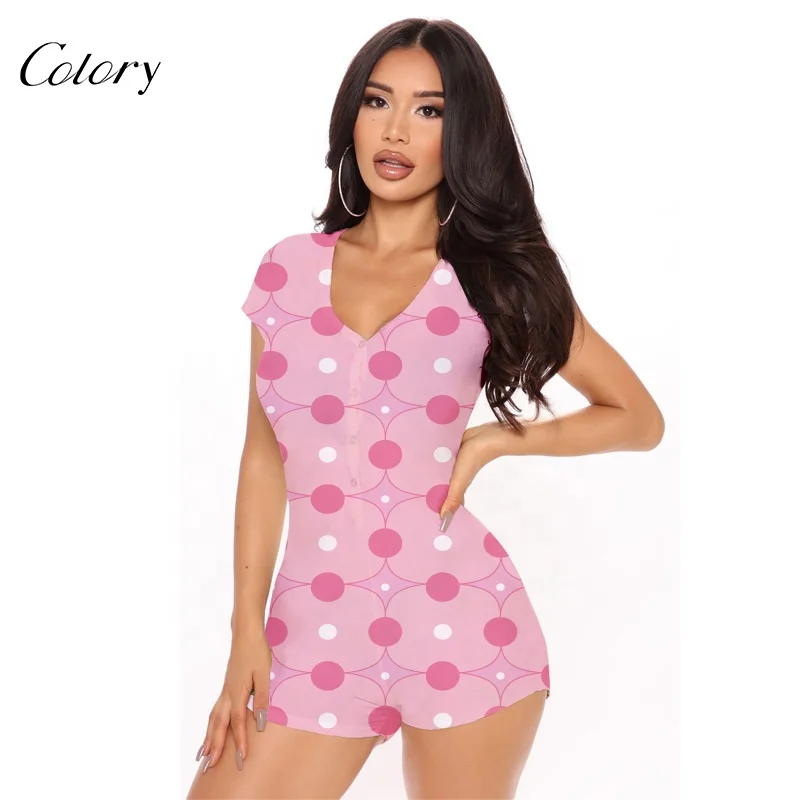 Colory Pajama Set short Sleeve Onesie For Women One Piece Jumpsuit Bodycon, Picture shows
Colory Pajama Set short Sleeve Onesie For Women One Piece Jumpsuit Bodycon, Picture shows