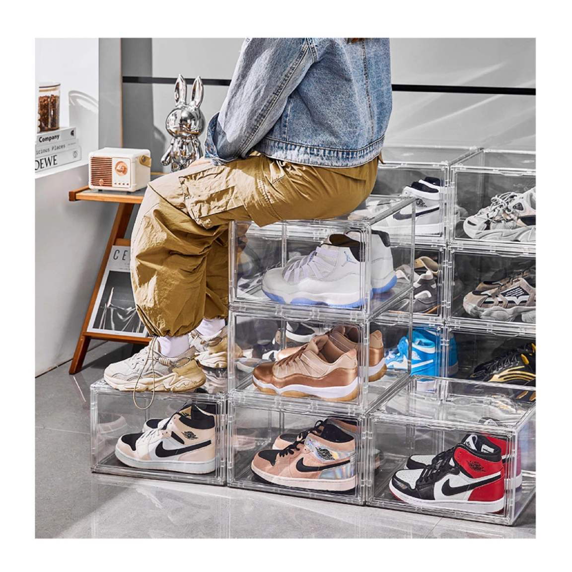 Choice Fun transparent plastic acrylic shoe box stackable Magnetic door High quality sneakers shoe storage
Choice Fun transparent plastic acrylic shoe box stackable Magnetic door High quality sneakers shoe storage