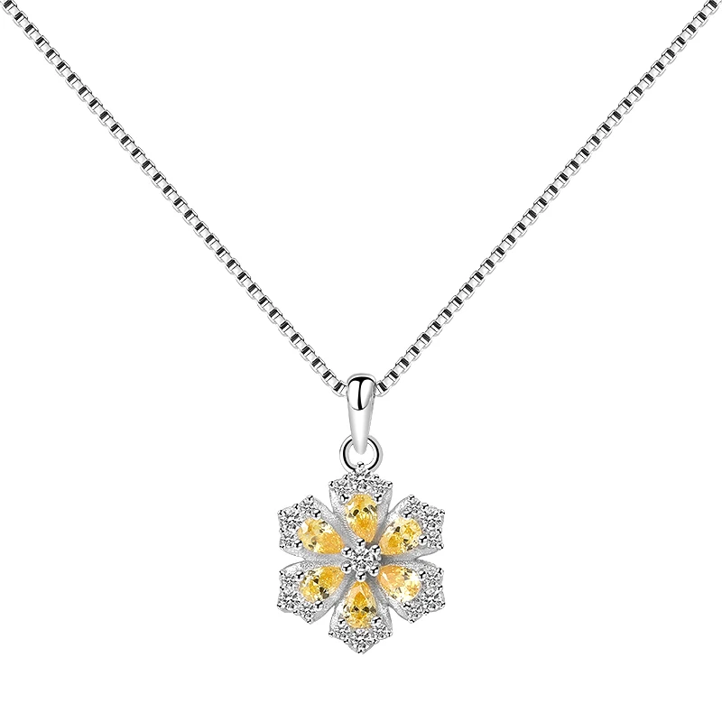Wholesale 925 Silver necklace gold plated Red Yellow zircon flower Pendant for women
Wholesale 925 Silver necklace gold plated Red Yellow zircon flower Pendant for women