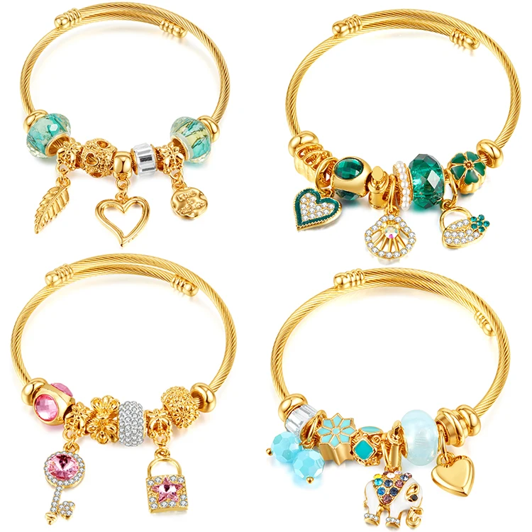 Y092 Wholesale Bracelets Gold Plated Jewelry DIY Hollow Heart Feather Key Lock Pendant Charms Stainless Steel Bangles
Y092 Wholesale Bracelets Gold Plated Jewelry DIY Hollow Heart Feather Key Lock Pendant Charms Stainless Steel Bangles