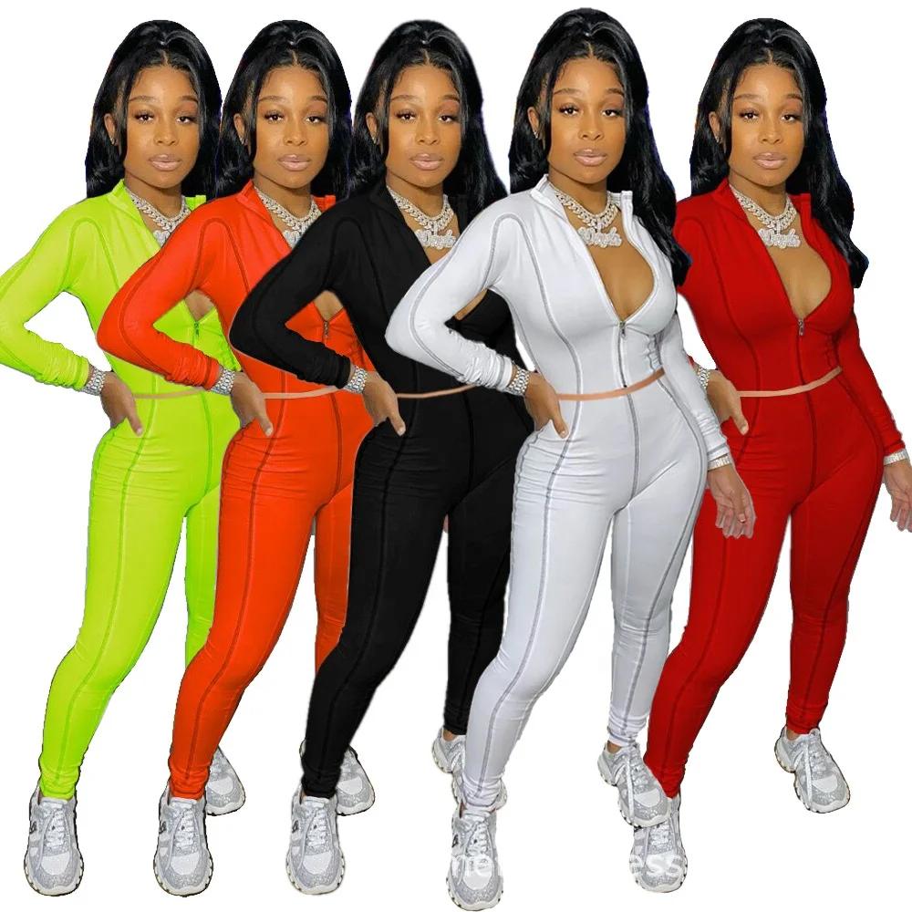 New Fall Winter Solid Color High Waist Two Piece Pants Set Women Clothing Zipper Skinny Gym Fitness Wear Lady Jogging Suits
New Fall Winter Solid Color High Waist Two Piece Pants Set Women Clothing Zipper Skinny Gym Fitness Wear Lady Jogging Suits