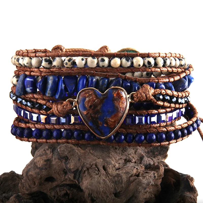 New Designer Women Gift Fashion Boho Bracelet Handmade Mixed Natural Stone 5 Strands Heart Wrap Bracelets
New Designer Women Gift Fashion Boho Bracelet Handmade Mixed Natural Stone 5 Strands Heart Wrap Bracelets