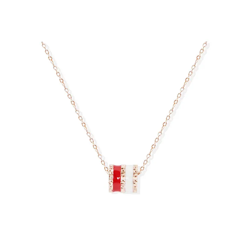925 Silver 14K Gold Plated Red And White Porcelain Zircon Necklace Ring Pendant Necklace, Rose gold color
925 Silver 14K Gold Plated Red And White Porcelain Zircon Necklace Ring Pendant Necklace, Rose gold color