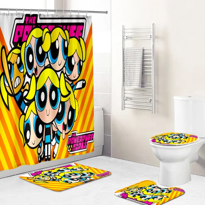 luxury customized 3d print Power puff girl shower curtain sets with hooks for bathroom
luxury customized 3d print Power puff girl shower curtain sets with hooks for bathroom