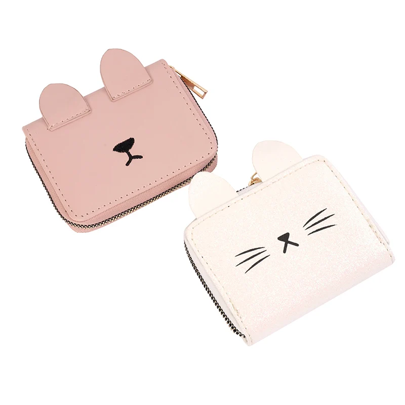Trendy design small women pu leather wallet cartoon cute cat ears zipper purse for ladies, White/pink
Trendy design small women pu leather wallet cartoon cute cat ears zipper purse for ladies, White/pink