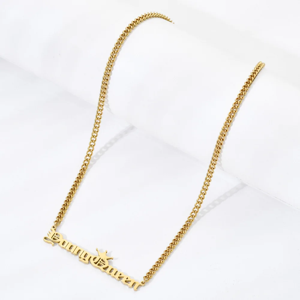 Customizable Stainless Steel Gold Plated Clavicle Chain Hip Hop Crown Necklace Letter Pendant Necklace For Women, As picture
Customizable Stainless Steel Gold Plated Clavicle Chain Hip Hop Crown Necklace Letter Pendant Necklace For Women, As picture