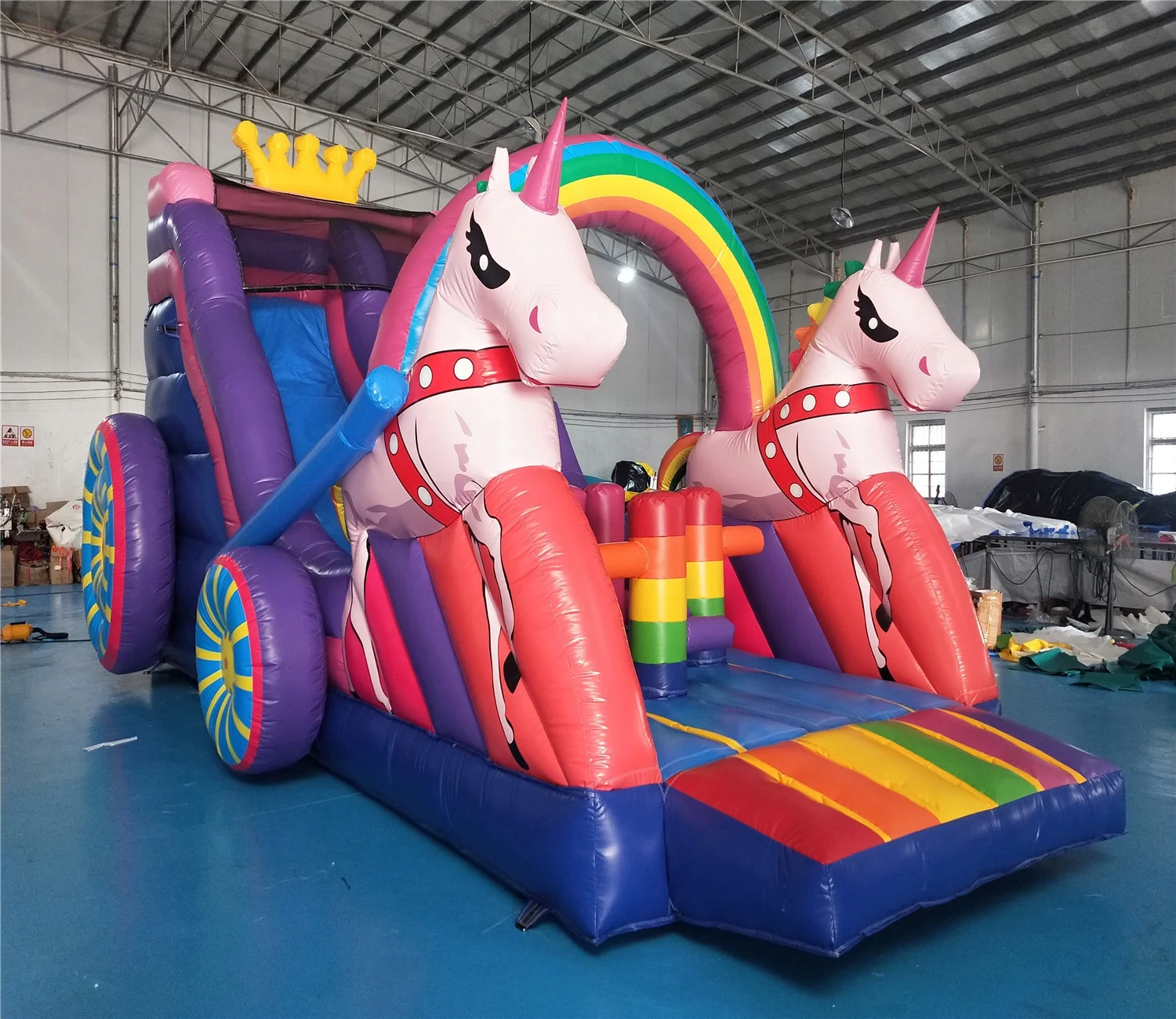 Hot sale inflatable unicorn carriage slide combination, Multi-color or customized color
Hot sale inflatable unicorn carriage slide combination, Multi-color or customized color