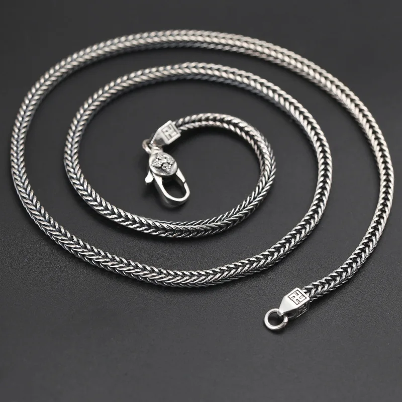 Wholesale S925 Sterling Silver Necklace for Men's Vintage Hand Woven Necklace Punk Rock Hip Hop Jewelry
Wholesale S925 Sterling Silver Necklace for Men's Vintage Hand Woven Necklace Punk Rock Hip Hop Jewelry