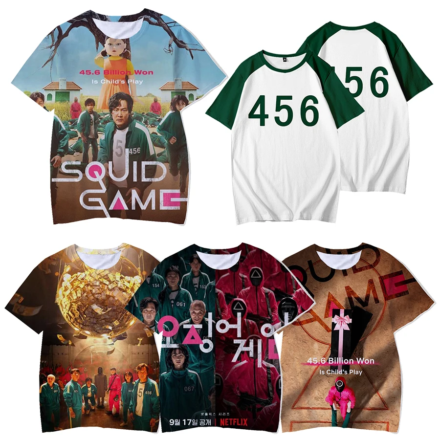 Korean teleplay 3D Print T Shirt for Men Squid game Summer Casual Hip Hop T-shirt Tupac Harajuku Streetwear Plus Size T Shirts
Korean teleplay 3D Print T Shirt for Men Squid game Summer Casual Hip Hop T-shirt Tupac Harajuku Streetwear Plus Size T Shirts