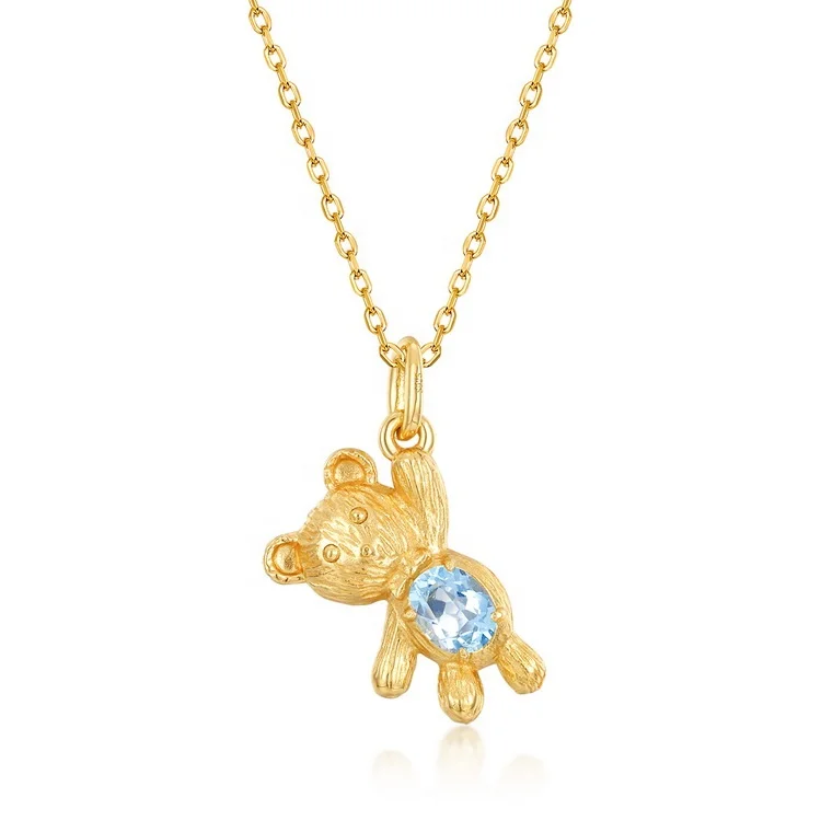 Wholesale 925 sterling silver cute bear pendant animal gold plated blue topaz jewelry pendant for women
Wholesale 925 sterling silver cute bear pendant animal gold plated blue topaz jewelry pendant for women