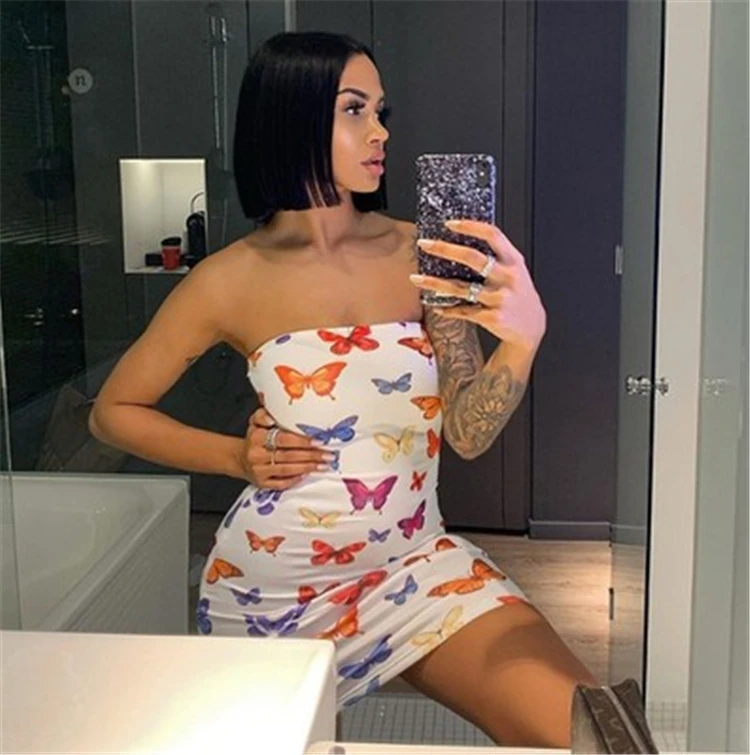 Women Casual Dresses Sleeveless Butterfly Printed Off Shoulder Bodycon Mini Ladies Dresses, Customized color
Women Casual Dresses Sleeveless Butterfly Printed Off Shoulder Bodycon Mini Ladies Dresses, Customized color