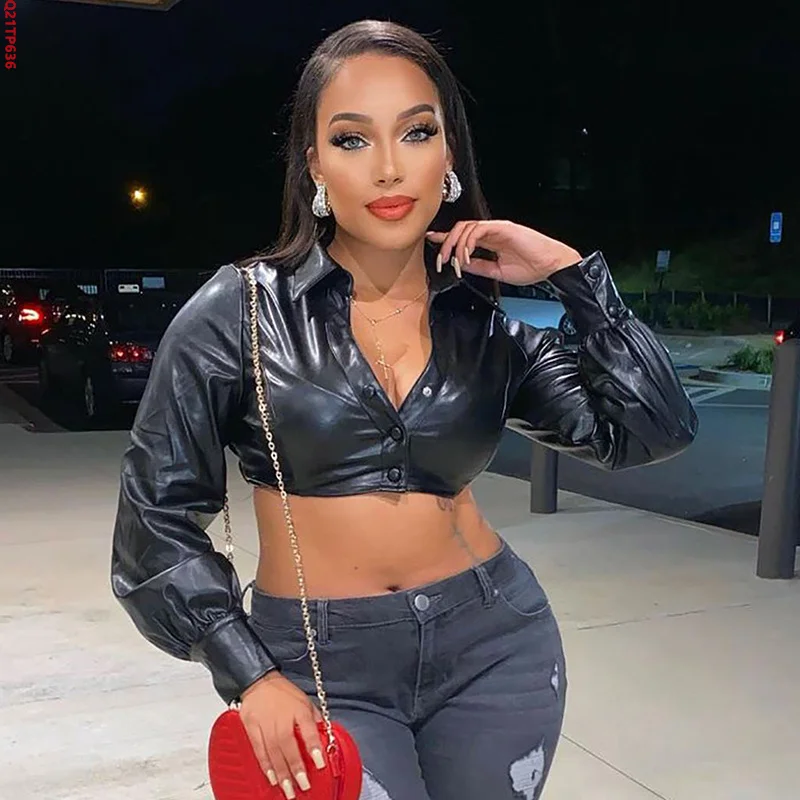 Bomblook Q21TP636 Fashion Winter Women Leather Short Top Solid Color Long Sleeve Button Streetwear Tops for Women
Bomblook Q21TP636 Fashion Winter Women Leather Short Top Solid Color Long Sleeve Button Streetwear Tops for Women