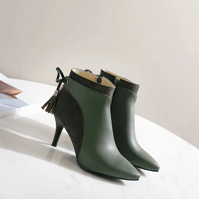 Newest Elegant Women Shoes Super High Pointed Toe Zipper Butterfly-knot Winter Office Ankle Boots, Black/green/ecru
Newest Elegant Women Shoes Super High Pointed Toe Zipper Butterfly-knot Winter Office Ankle Boots, Black/green/ecru
