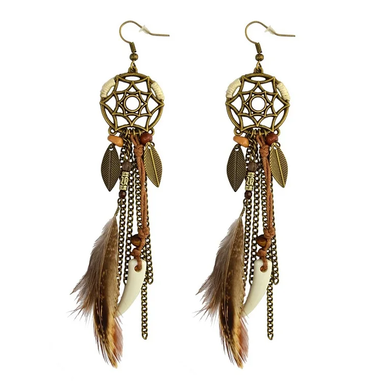 Punk Vintage Long Tassel Feather Beads Drop Wolf Tooth Pendant Earring Fish Hook Earrings
Punk Vintage Long Tassel Feather Beads Drop Wolf Tooth Pendant Earring Fish Hook Earrings