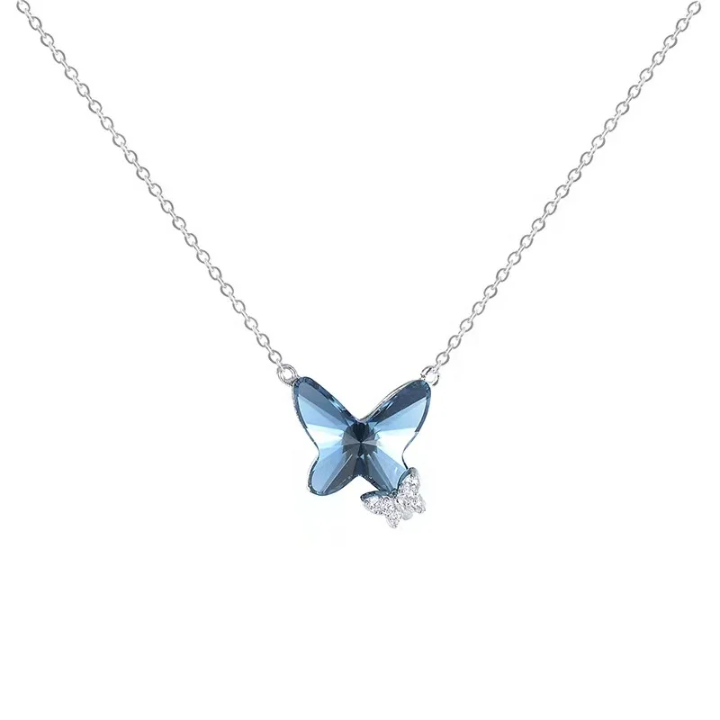 S925 Sterling Silver Necklace simple Butterfly Pendant Austrian Crystal clavicle chain women's jewelry
S925 Sterling Silver Necklace simple Butterfly Pendant Austrian Crystal clavicle chain women's jewelry