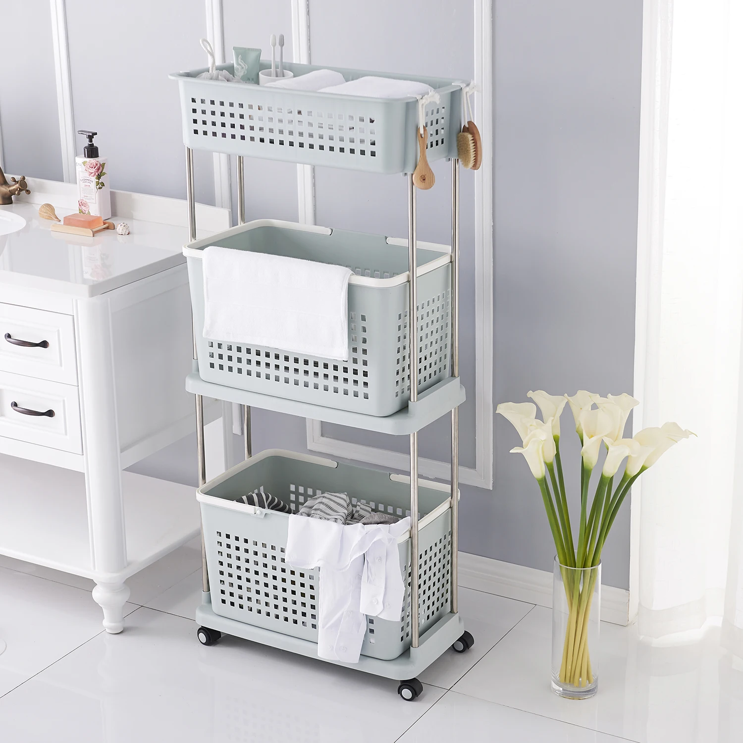 Großhandel wäschekorb plastik mit rollen Kaufen Sie die besten