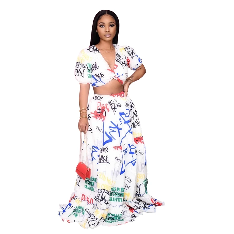 Popular graffiti printing swing set two piece suit women top and skirt long maxi dresses sexy women tall skirt two piece set
Popular graffiti printing swing set two piece suit women top and skirt long maxi dresses sexy women tall skirt two piece set