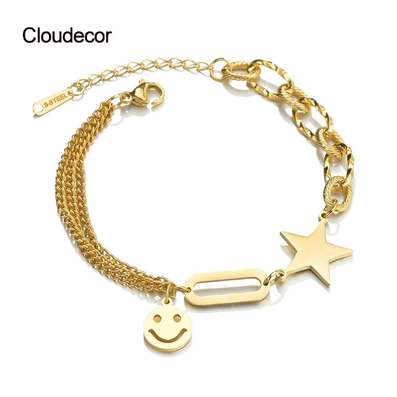 Stylish Ladies Star Bracelets Accessories Jewelry Amazon Hot Sell Smile Bracelet Stainless Steel Charm Bracelets Jewelry, Steel/gold/rose gold
Stylish Ladies Star Bracelets Accessories Jewelry Amazon Hot Sell Smile Bracelet Stainless Steel Charm Bracelets Jewelry, Steel/gold/rose gold