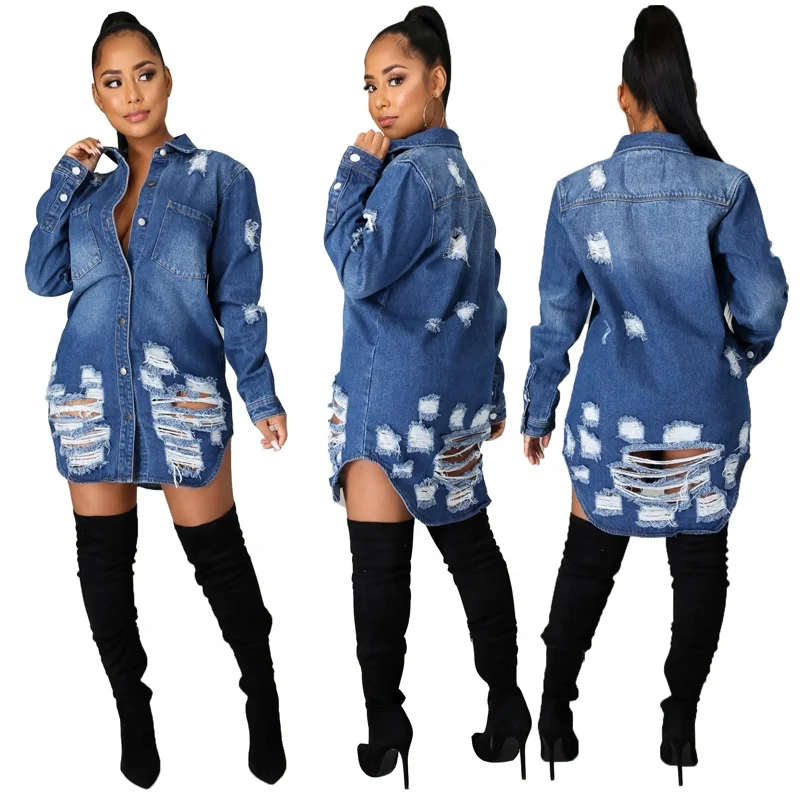 Amazon wish hot sale spring fall ripped holes sexy coat clothing girl lady jeans jacket fashion denim jacket woman, Blue
Amazon wish hot sale spring fall ripped holes sexy coat clothing girl lady jeans jacket fashion denim jacket woman, Blue