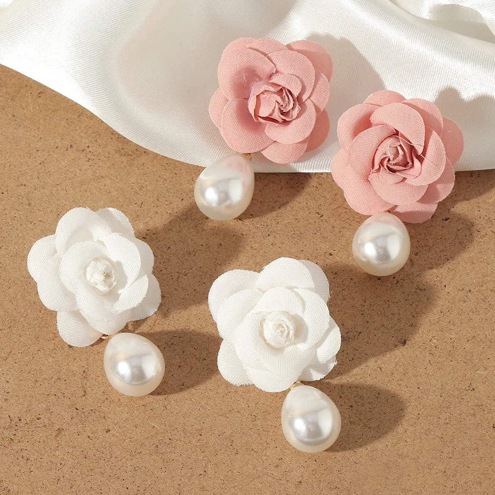 Romantic Jewelry White Pink Rose Flower Stud Earring White Baroque Pearl Dangle Earring For Women
Romantic Jewelry White Pink Rose Flower Stud Earring White Baroque Pearl Dangle Earring For Women