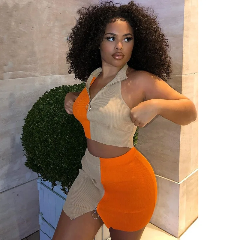 Ready to ship Neck Backless Zipper Splicing Contrasting Color Fashion Two Piece Set Women, 5 colors
Ready to ship Neck Backless Zipper Splicing Contrasting Color Fashion Two Piece Set Women, 5 colors