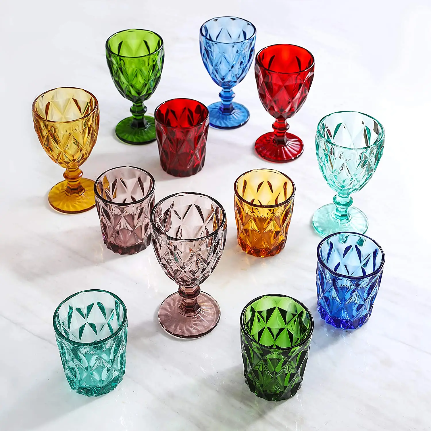 Colored Glass Drinkware 9.5 Ounce Water Glasses Multi Color Diamond Pattern, Customized color
Colored Glass Drinkware 9.5 Ounce Water Glasses Multi Color Diamond Pattern, Customized color