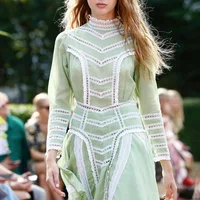 European 2019 embroidered lace trims dress high neck long sleeve hollow waist mini evening party prom vintage mint dress
European 2019 embroidered lace trims dress high neck long sleeve hollow waist mini evening party prom vintage mint dress