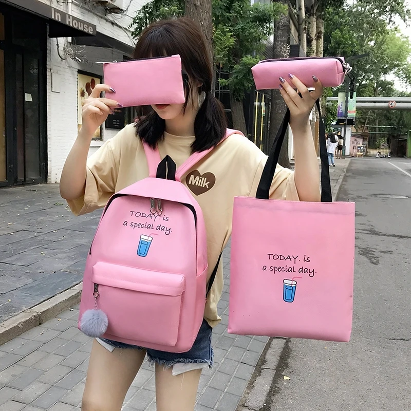 Female Canvas Shoulder Fashion teenagers girls 4pcs set school bag of women backpack, As pictures show
Female Canvas Shoulder Fashion teenagers girls 4pcs set school bag of women backpack, As pictures show