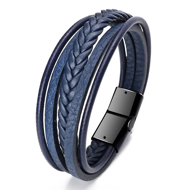 Handmade braided multilayer men rope leather bracelet creative ethnic style simple magnetic buckle bracelet (KB8341), As picture
Handmade braided multilayer men rope leather bracelet creative ethnic style simple magnetic buckle bracelet (KB8341), As picture