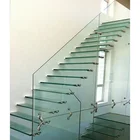 American Building Standard Laminated Glass Tread Modern Staircase