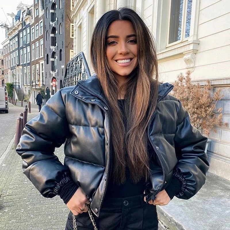 Winter Thick Warm Short Parkas Women Fashion Black PU Leather Coats Women Elegant Zipper Cotton Jackets Female Ladies
Winter Thick Warm Short Parkas Women Fashion Black PU Leather Coats Women Elegant Zipper Cotton Jackets Female Ladies