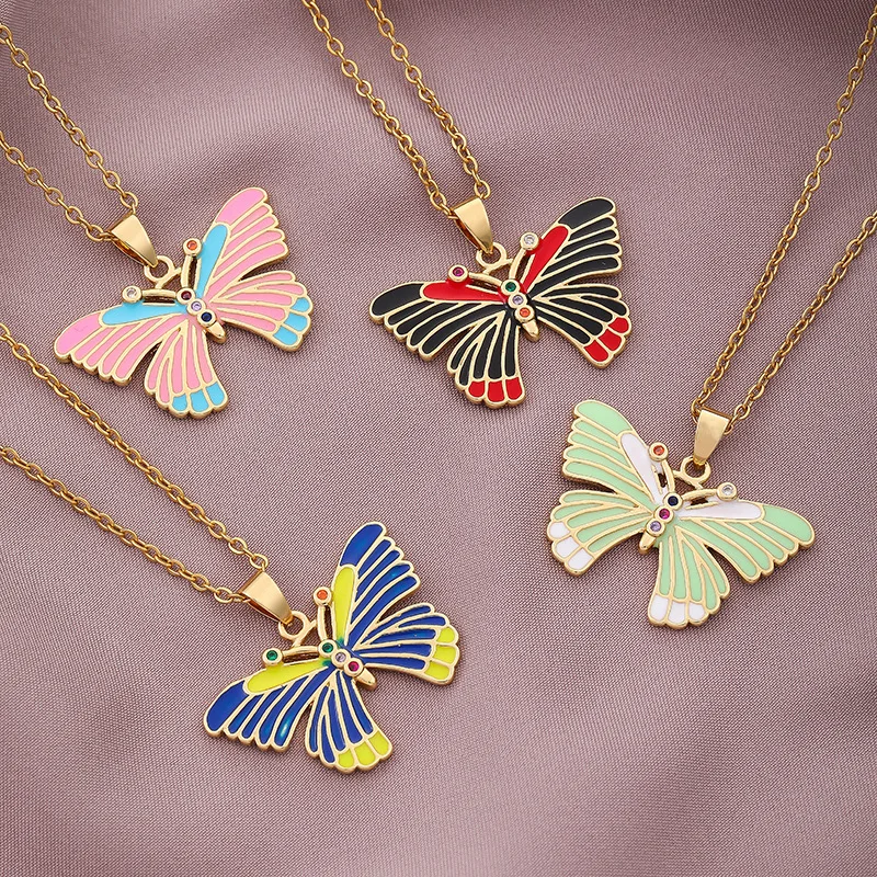 Antique Style Stainless Steel Chain Colorful Enamel Butterfly Necklace Mix Color Oil Dripping Butterfly Pendant Necklace
Antique Style Stainless Steel Chain Colorful Enamel Butterfly Necklace Mix Color Oil Dripping Butterfly Pendant Necklace