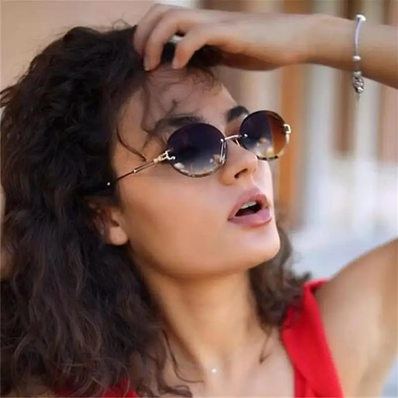 Ladies Small Vintage Round Rimless Sun Glasses 2021 Frameless Designer Luxury Shades Sunglasses Women, Custom colors
Ladies Small Vintage Round Rimless Sun Glasses 2021 Frameless Designer Luxury Shades Sunglasses Women, Custom colors