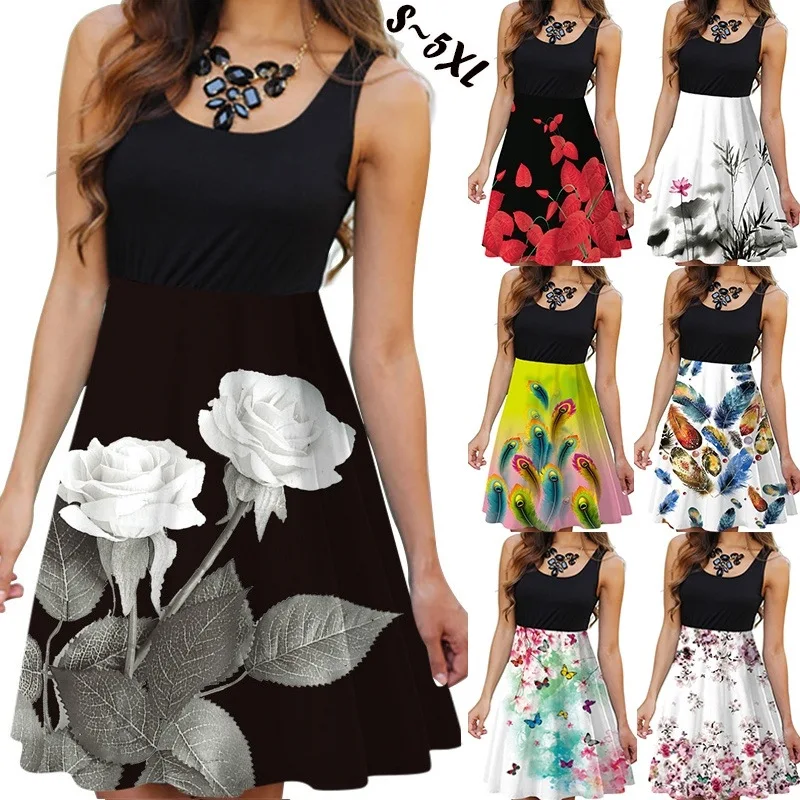 European american 2021 new wish Amazon hot-selling sleeveless round neck ladies digital print dress women's long girls skirts, 4 colors
European american 2021 new wish Amazon hot-selling sleeveless round neck ladies digital print dress women's long girls skirts, 4 colors