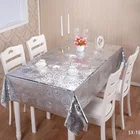 with non-woven flannel backing golden silver grounding Embossed linen tablecloths