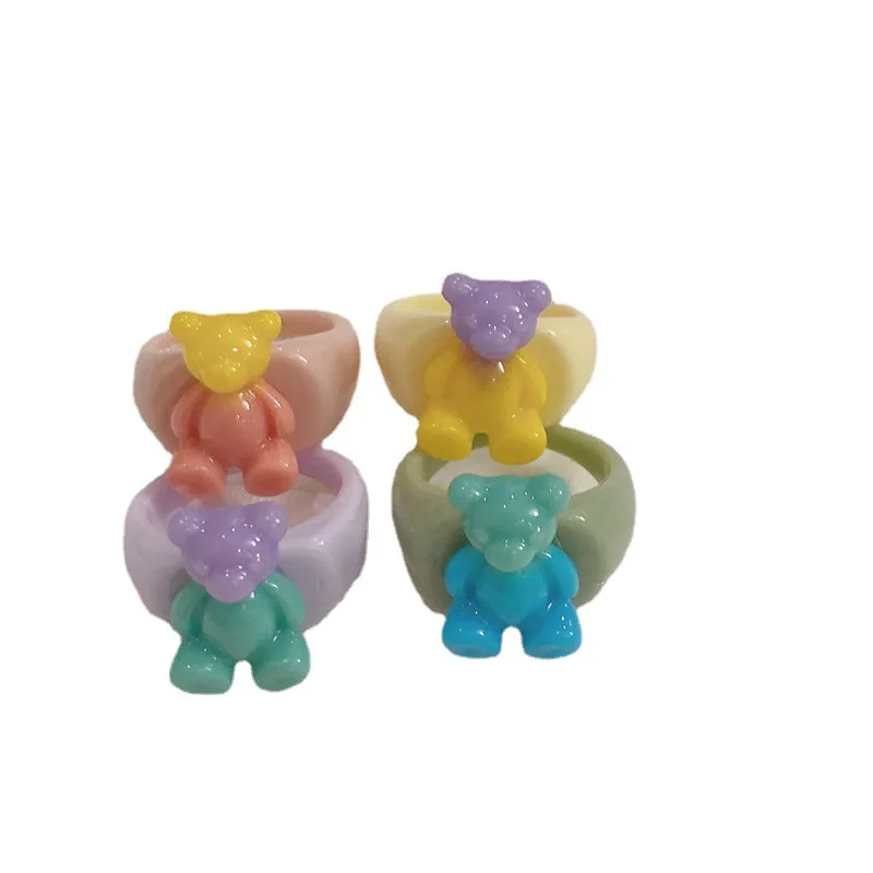 Mgirlshe 2021 Korean Summer Chic Epoxy Resin Candy Gummy Bear Ring Custom DIY Cute Cartoon Bear Trendy Chunky Acrylic retro Ring, Custom color
Mgirlshe 2021 Korean Summer Chic Epoxy Resin Candy Gummy Bear Ring Custom DIY Cute Cartoon Bear Trendy Chunky Acrylic retro Ring, Custom color