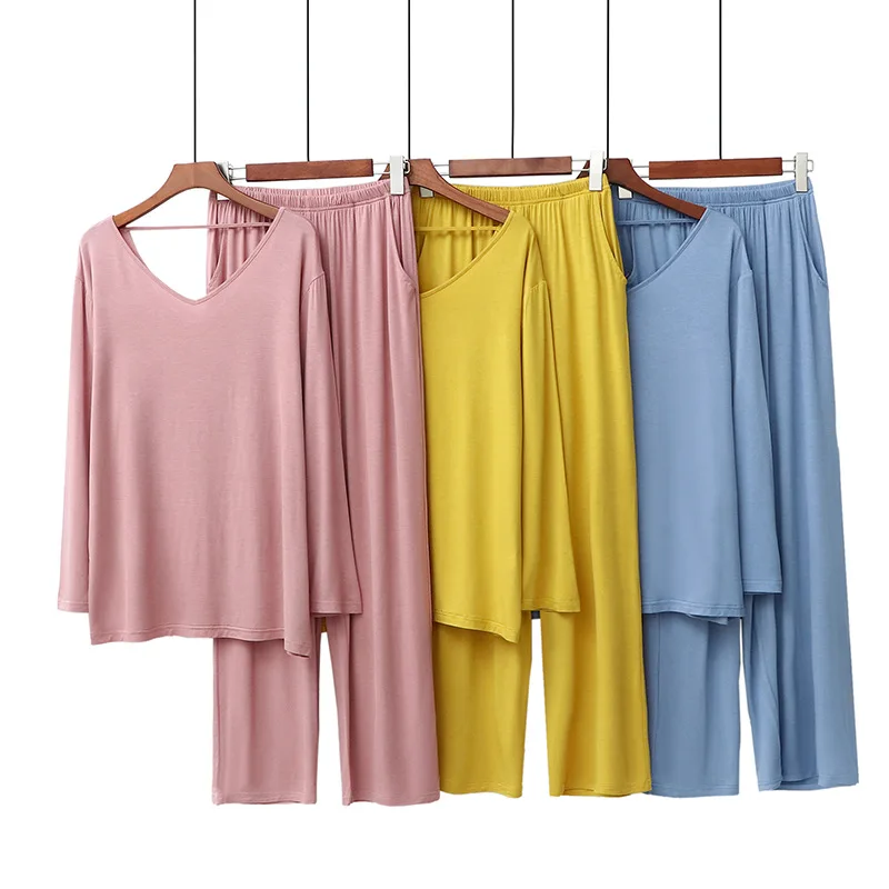 JULYS SONG Modal Women's Sleepwear Spring Summer Long Sleeve Backless Ladies Girls Pajamas Sets Casual Solid Female Loungewear, Pink yellow blue
JULYS SONG Modal Women's Sleepwear Spring Summer Long Sleeve Backless Ladies Girls Pajamas Sets Casual Solid Female Loungewear, Pink yellow blue