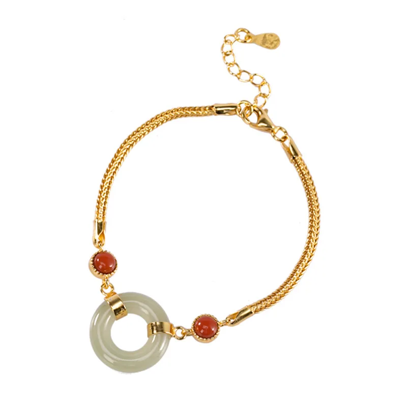Gold-plated Jewelry S925 Sterling Silver Hetian Jade And Small Red Bead Personality Women Charm Bracelet
Gold-plated Jewelry S925 Sterling Silver Hetian Jade And Small Red Bead Personality Women Charm Bracelet