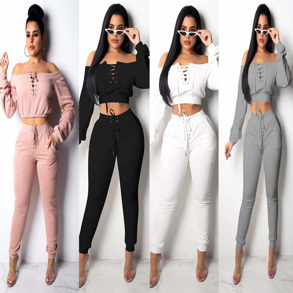 Autumn White Sexy Strap Off the Shoulder Bulk Woman Sets Plain Clothing Crop Top And Pants Jumpsuit, 4 options
Autumn White Sexy Strap Off the Shoulder Bulk Woman Sets Plain Clothing Crop Top And Pants Jumpsuit, 4 options