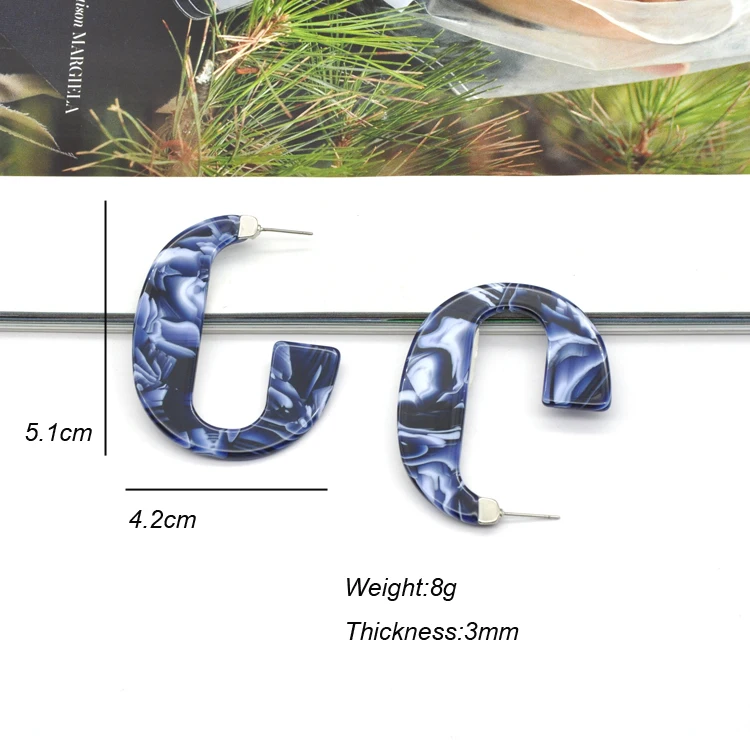 Manufacturer lightweight pastel polygonal ear ring for women acrylic acetate designed hoop earrings 2020 2021