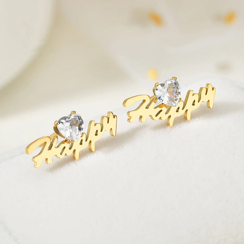 European and American stainless steel ear stud personality DIY custom name ear stud love heart birthstone earrings, Colors
European and American stainless steel ear stud personality DIY custom name ear stud love heart birthstone earrings, Colors