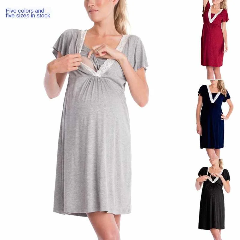 Fashion lace patchwork multifunctional mother lactation dress Pregnant women pajamas Go out nursing clothes
Fashion lace patchwork multifunctional mother lactation dress Pregnant women pajamas Go out nursing clothes