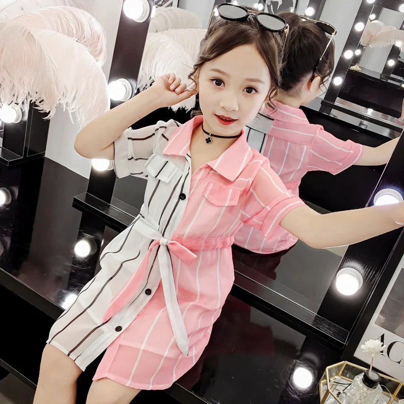 B60411A 2019 summer new girl's Korean version of children's long dress, Pink/light blue
B60411A 2019 summer new girl's Korean version of children's long dress, Pink/light blue
