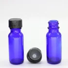 Hair oil use cobalt blue boston round glass bottle with caps