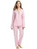 100% Cotton Sleepwear Sets Pink Striped Women Pajamas