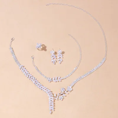 Jachon fashionable floral necklace bracelet set high quality zircon jewelry set trendy stylish bridal jewelry set, As picture
Jachon fashionable floral necklace bracelet set high quality zircon jewelry set trendy stylish bridal jewelry set, As picture